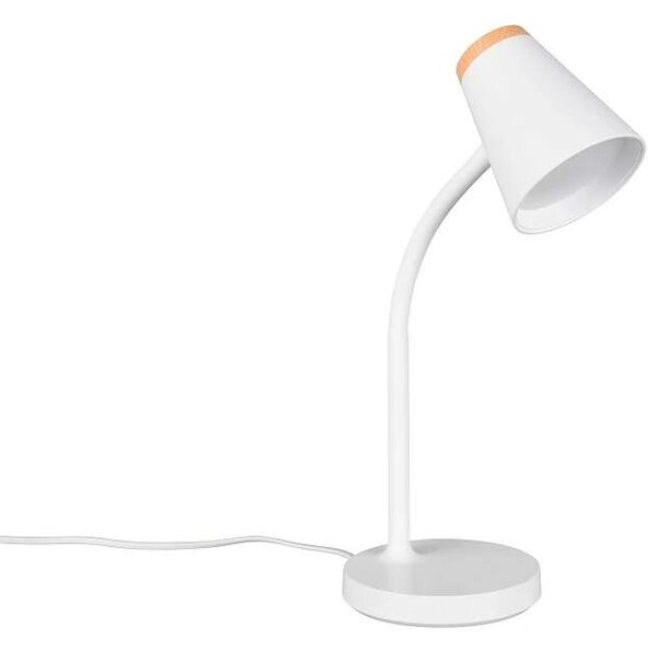 Trio Leuchten R55831101 PONGO - Čtecí stolní lampa v bílé barvě, LED 4,5W, 500lm, 3000K, 36cm (LED stolní lampa na čtení s vypínačem na stínidle)