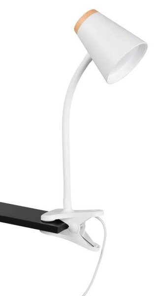 Trio Leuchten R25831101 PONGO - Čtecí lampička se skřipcem v bílé barvě, LED 4,5W, 500lm, 3000K (LED lampa na čtení s vypínačem na stínidle)