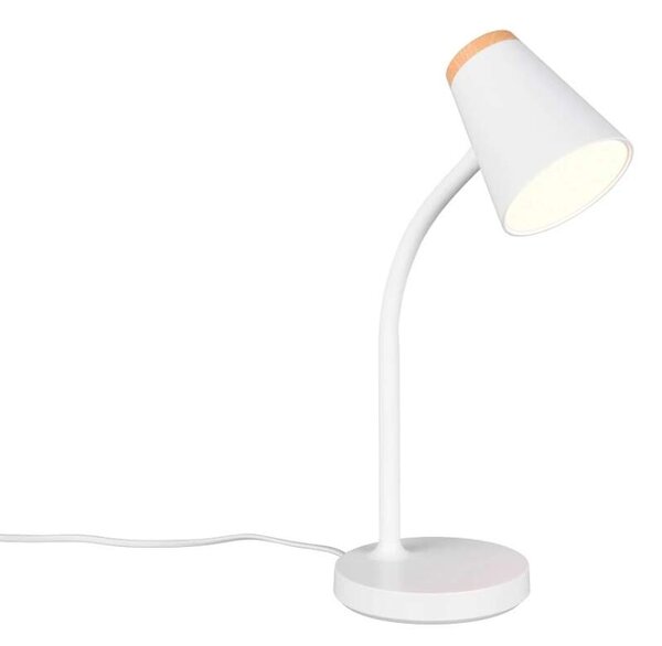Trio Leuchten R55831101 PONGO - Čtecí stolní lampa v bílé barvě, LED 4,5W, 500lm, 3000K, 36cm (LED stolní lampa na čtení s vypínačem na stínidle)