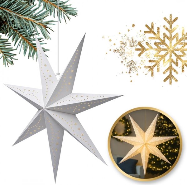 Vánoční papírová hvězda sedmicípá STARION 60 cm, bílá