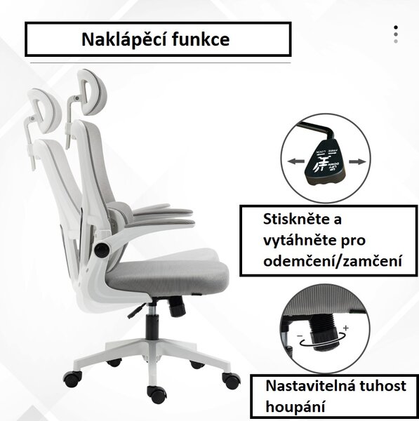 Kancelářská židle výškově nastavitelná s opěrkou hlavy, šedá 921-673V00GY