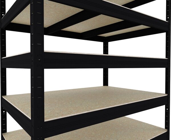 Regál do technické místnosti Biedrax 35 x 75 x 90 cm, černý, 4 police OSB 10 mm, nosnost 300 kg na polici