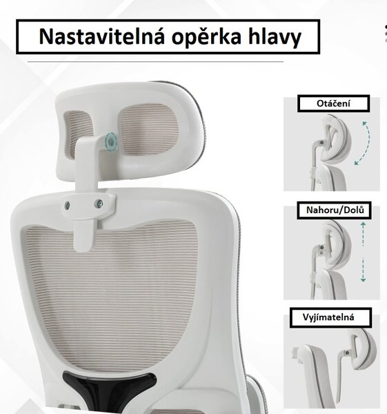 Kancelářská židle výškově nastavitelná s opěrkou hlavy, šedá 921-673V00GY