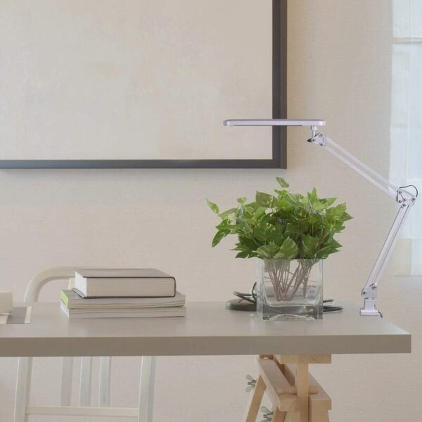 Rabalux 4420 RAUL - Stříbrná LED lampa na desku stolu, LED 6W, 4000K (Moderní naklápěcé lampička, ideální pro školáky a do kanceláře s montáží na desku stolu)