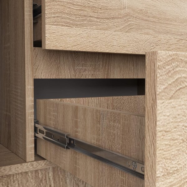 Ak furniture Komoda Kryštof 140 cm 2 skříňky a 4 šuplíky dub sonoma