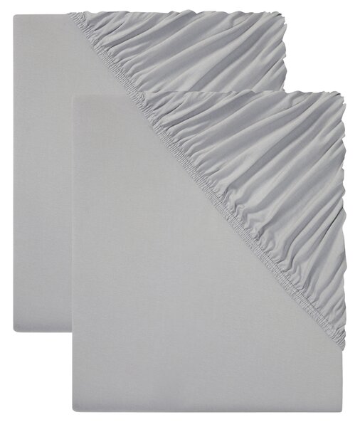 Livarno home Sada žerzejových napínacích prostěradel, 90-100 x 200 cm, 2dílná (světle šedá) (100390290001)