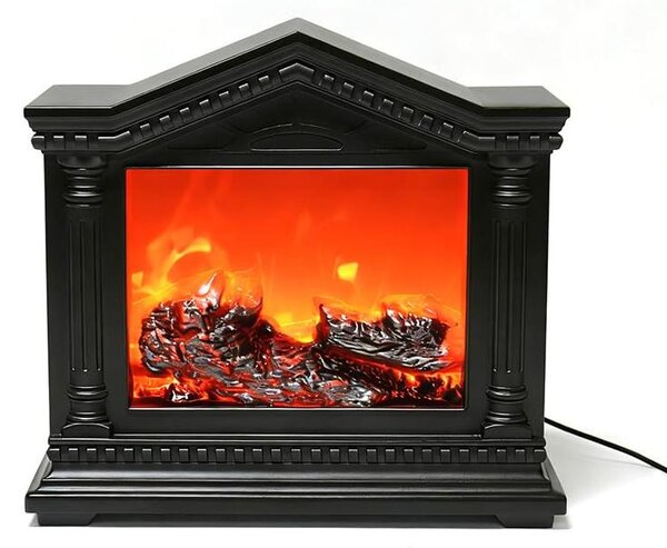 Atmosférický elektrický stolní krb - LED efekt plamene - 33x11x21 cm - Černý