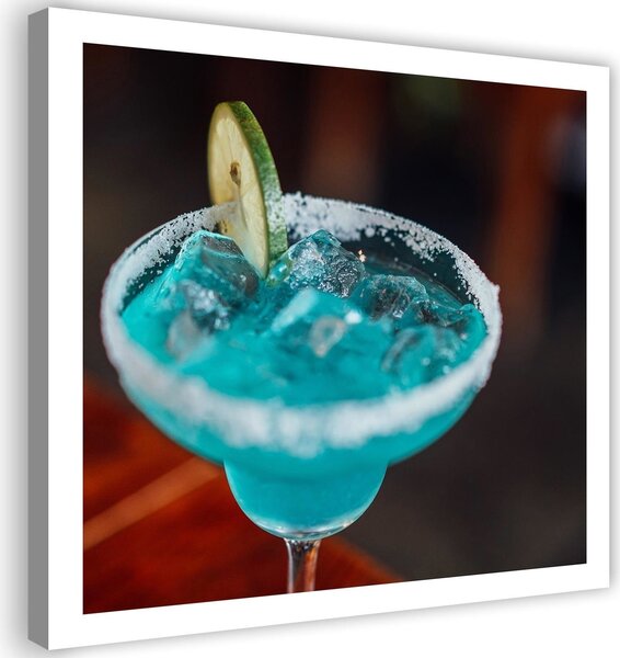 Obraz na plátně Sklenice na pití s modrým nápojem Rozměry: 30 x 30 cm
