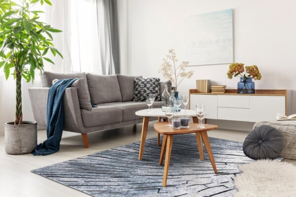 Koberec COZY 8874 Timber šedý/nebeský