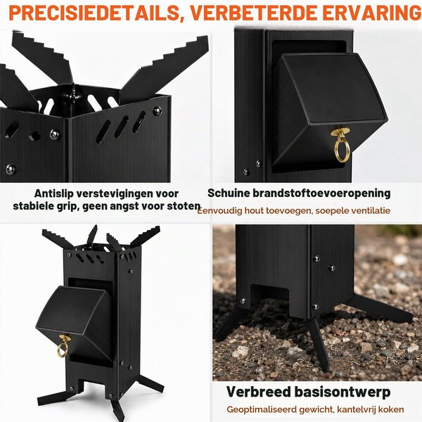 Přenosný krb na dřevo – výška 32 cm – vyroben z legované oceli