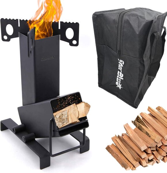 Skládací krb na dřevo pro kempování – výkon 2600 wattů – rozměry 14,7 x 13,2 x 30,5 cm