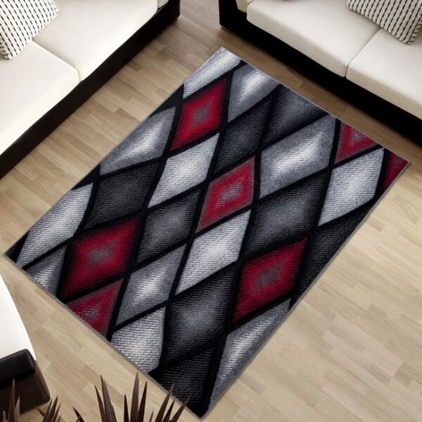 Koberec Sumatra J373B Diamond černý, šedý, červený