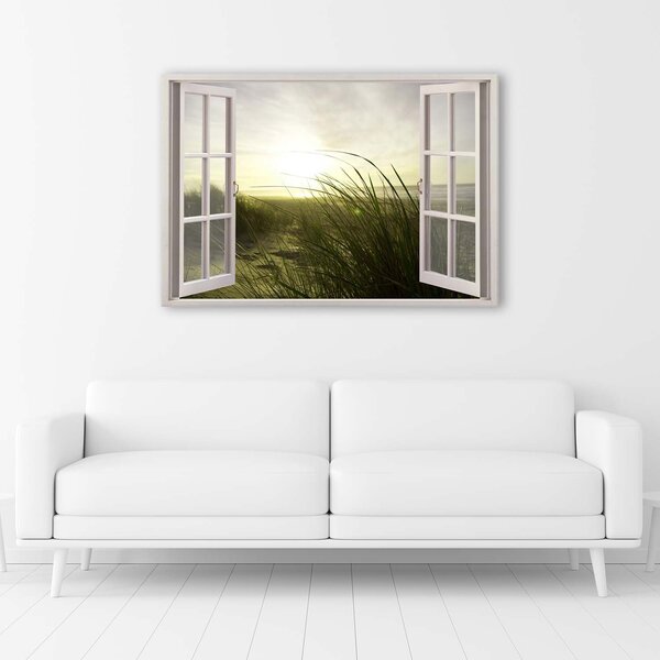 Obraz na plátně Okno - zima u moře Rozměry: 60 x 40 cm
