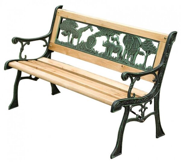 Lavička zahradní MINI JUMANJI, kov/dřevo, malá, 82 x 39 x 50 cm