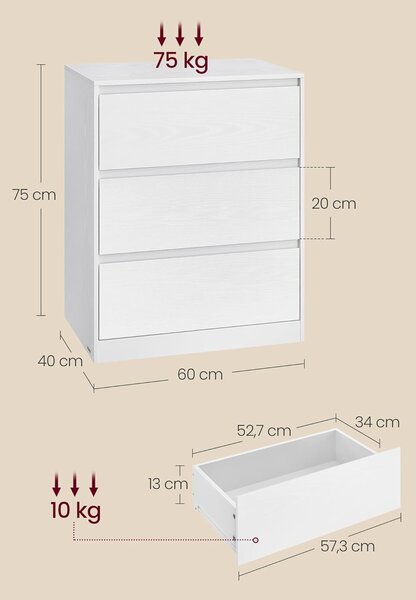 SONGMICS Komoda Vasagle Kailyn 60 cm bílá II