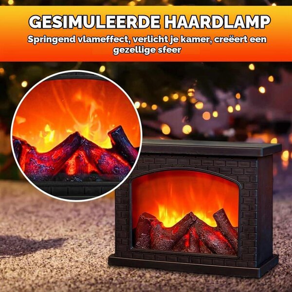 Elektrické krbové těleso bez topení - 28,5 x 12,5 x 22 cm - Černé - Stolní krb - LED efekt plamene