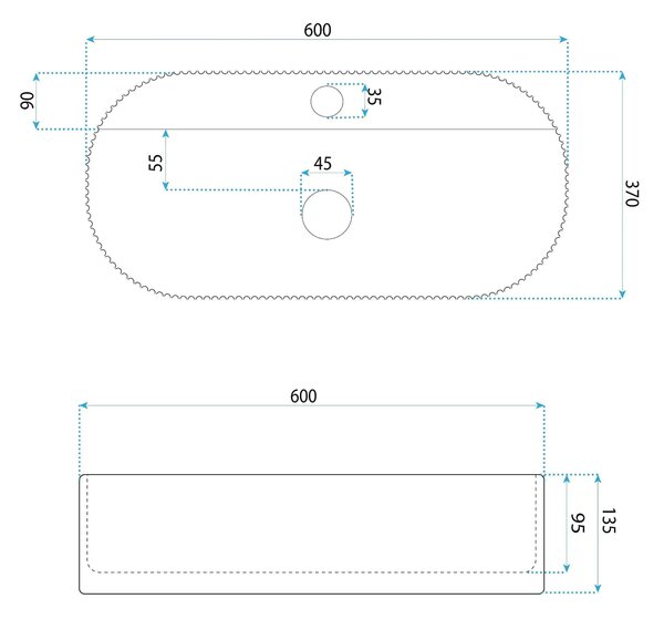 Rea Marcela Kallisto, umyvadlo na desku 600×370×135 mm, béžová matná-imitace kamene, REA-U3517