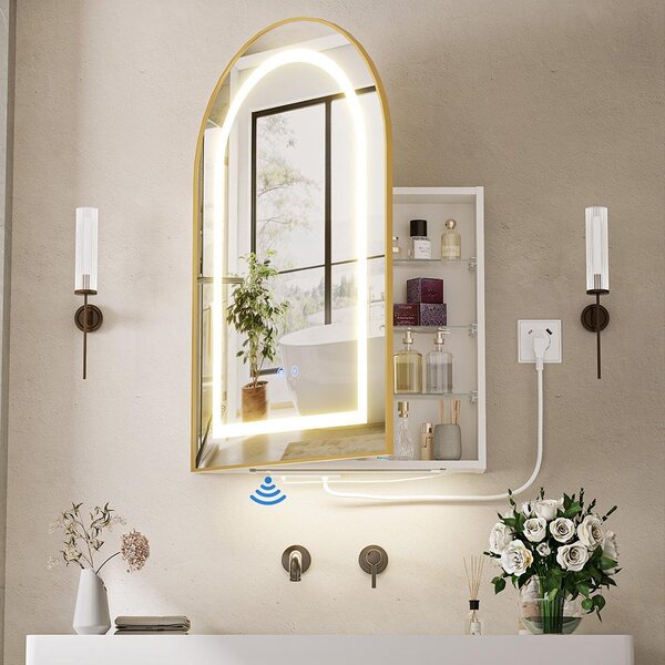 Zrcadlová skříňka do koupelny s LED osvětlením - 60x16x90 cm - Bílá - 3 barvy světla - Dřevo