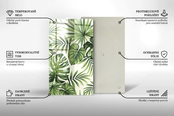 Skleněná deska do kuchyně Ilustrace monstera listy