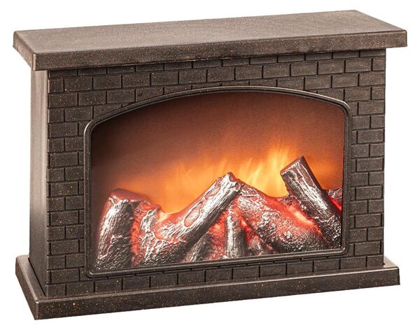Elegantní elektrický LED krb - realistický efekt plamene - rozměry 28 x 11,8 x 19,8 cm - materiál: polypropylen a sklo - samostatně stojící dekorativní doplněk