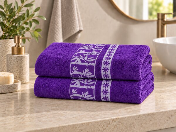 2x osuška BAMBOO 70x140 cm fialová, 70% bambus | 30% bavlna