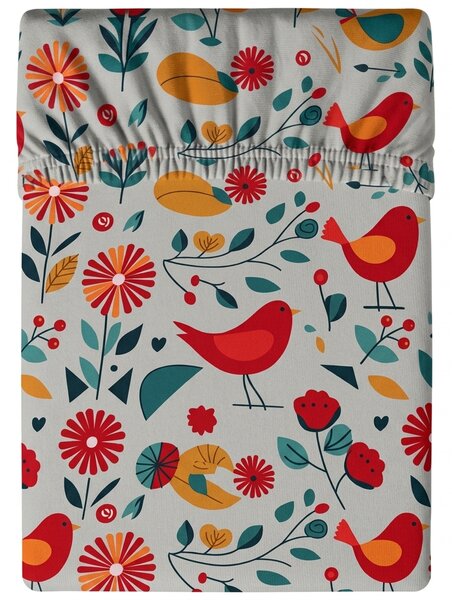 Prostěradlo z mikrovlákna RETRO PTÁČEK barevné 90x200 cm