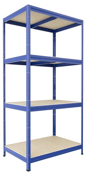 Bezšroubový regál Biedrax 35 x 60 x 180 cm, modrý, 4 police OSB 10 mm, nosnost 200 kg na polici