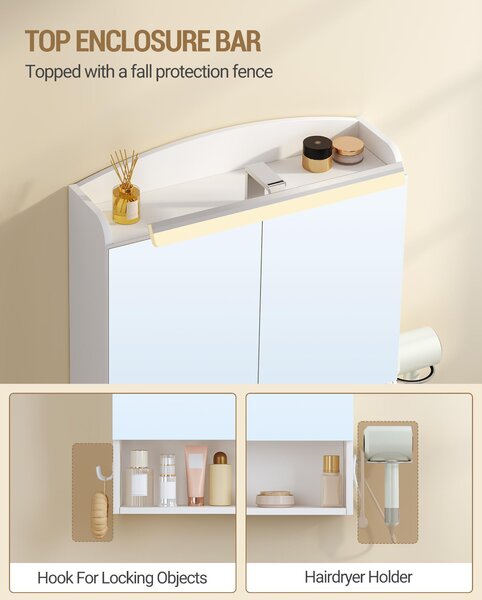 Zrcadlová skříňka do koupelny s osvětlením – nástěnná montáž – šířka 81 cm – moderní design