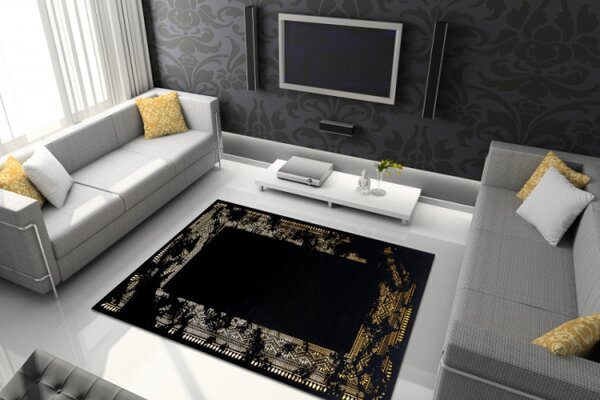 Koberec GLOSS 408C 86 Glamour - černý, zlatý