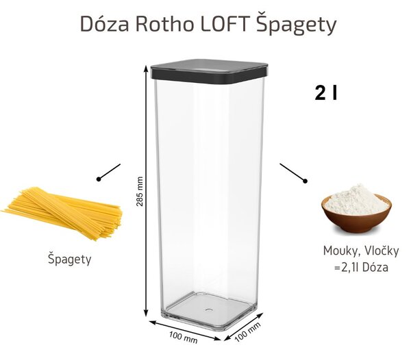 Dóza na potraviny Rotho Loft - ŠPAGETA, Black