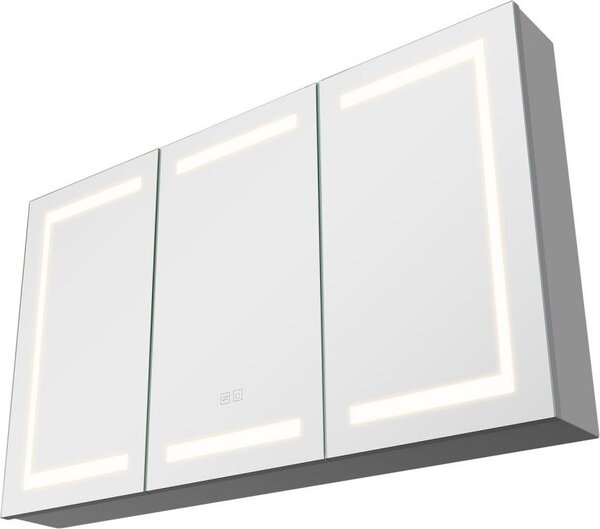 Zrcadlová skříňka do koupelny s LED osvětlením - 100 x 60 cm - tvrzené sklo - s zásuvkami a USB porty