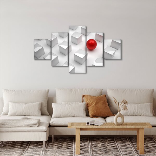 Obraz abstrakce - krychle s koulí (125x70 cm)