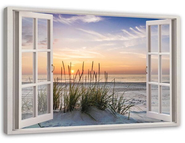 Obraz na plátně Okno s výhledem na pláž Rozměry: 60 x 40 cm
