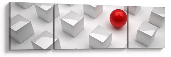 Obraz abstrakce - krychle s koulí (170x50 cm)