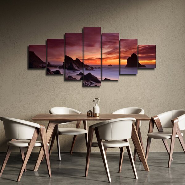 Obraz západu slunce na pobřeží (210x100 cm)