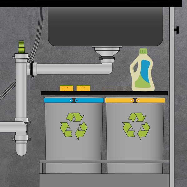 Sink Quality Crypton 60, kuchyňský granitový dřez 535x400x205 mm + černý sifon, bílá, SKQ-CRY.W.1KBO.60.XB