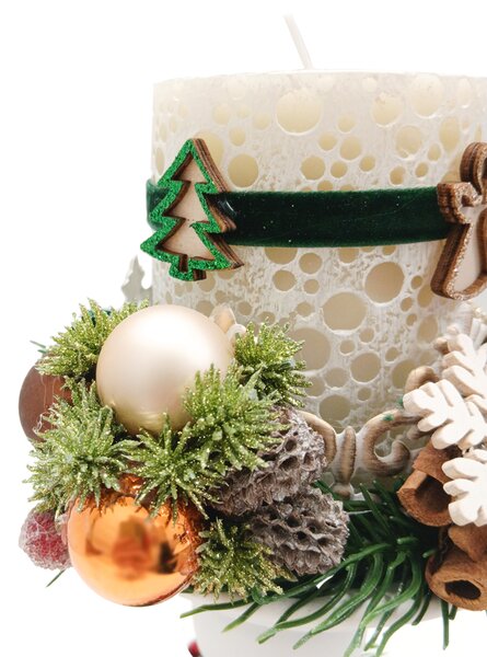 Zeleno bílý adventní svícen na stůl