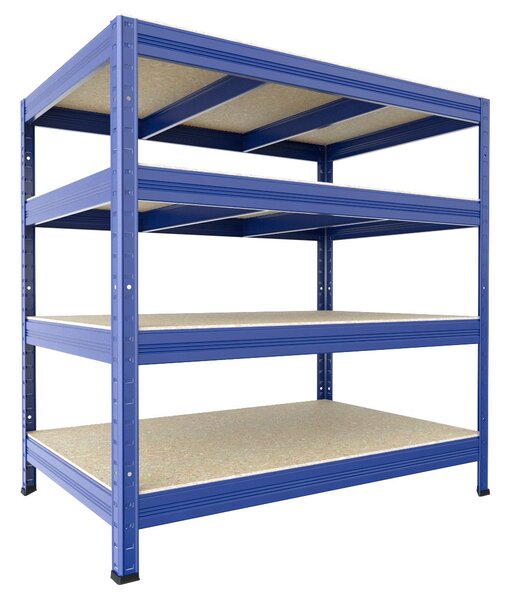 Regál do technické místnosti Biedrax 35 x 75 x 90 cm, modrý, 4 police OSB 10 mm, nosnost 300 kg na polici