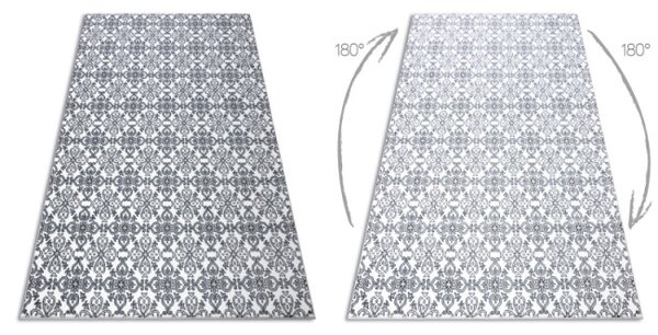Koberec ARGENT - W4949 Kvety bílý / šedý