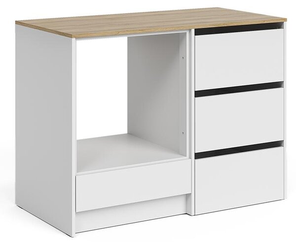 Skříňka na troubu Vicco Viktor Bílá/Řemeslný dub 116.8 cm se 4 praktickými zásuvkami, Model 62866