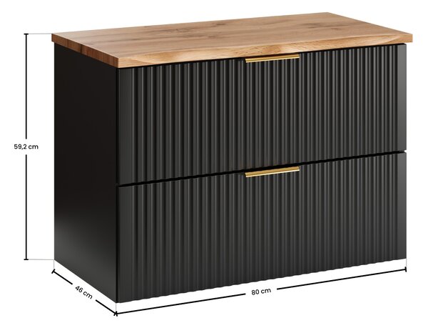Comad Koupelnová skříňka pod deskové umyvadlo SET-ADB B NAT Wotan 80 černá/dub wotan