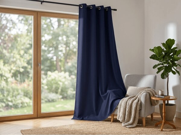 Tmavě modrý závěs OXFORD LIGHT 140x250 cm Zavěšení: Kovové kroužky