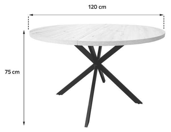 JÍDELNÍ STŮL, černá, barvy dubu, 120/120/75 cm MID.YOU - Jídelní stoly, Online Only