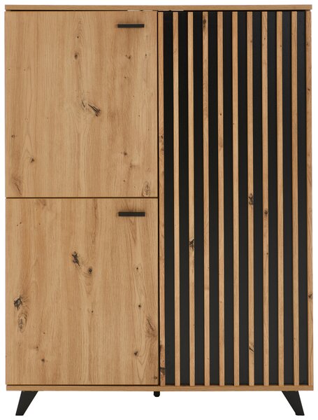 VYSOKÁ KOMODA, černá, barvy dubu, 93,5/126/40 cm MID.YOU - Vysoké komody, Online Only