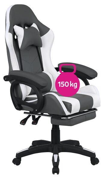KONDELA Kancelářské/herní křeslo s RGB LED podsvícením, černá/bílá, JOVELA