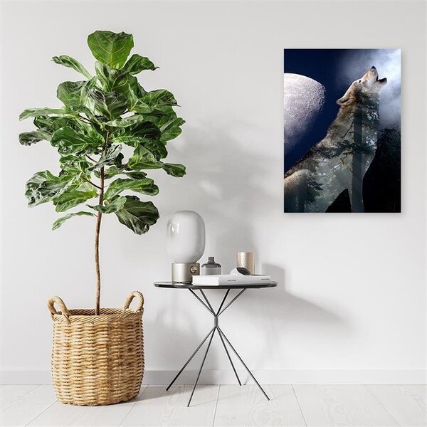 Obraz na plátně Vlk vyje v noci na měsíc Rozměry: 40 x 60 cm
