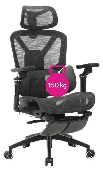 Ergonomická kancelářská židle STORM - tmavě šedá síťovina / nosnost 150 kg