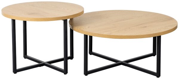 SADA KONFERENČNÍCH STOLKŮ, černá, barvy dubu, kov, kompozitní dřevo, 60-80/60-80/35-45 cm Boxxx - Konferenční stolky, Online Only