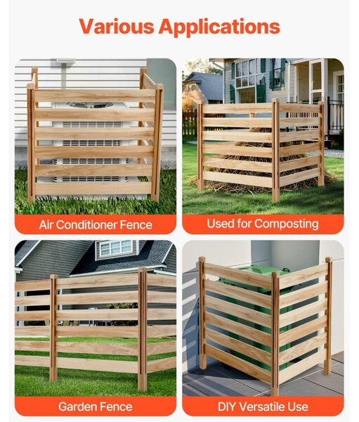 Dřevěné plotové panely pro soukromí, 3 kusy - 914x914 mm - Masivní dřevo - Venkovní oplocení pro zahradu