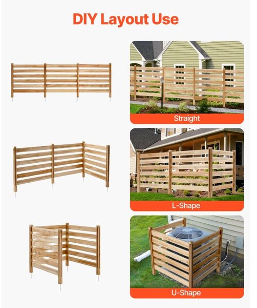Dřevěné plotové panely pro soukromí, 3 kusy - 914x914 mm - Masivní dřevo - Venkovní oplocení pro zahradu
